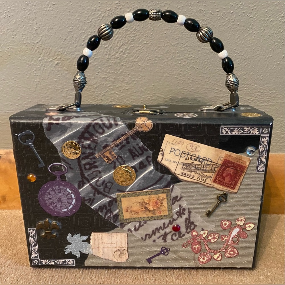 Handmade cigar box-style purse